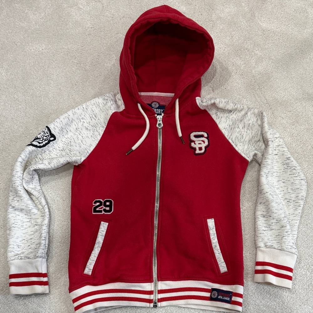 Superdry Red and Gray Hoodie Adult / Youth